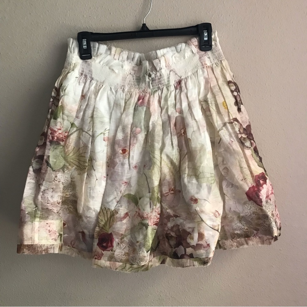 Zimmermann Dancer Floral Ruffle-Trim Flip Mini Skirt